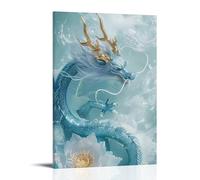 XMHMYHZJ Poster artistico da parete con sculture di animali sull'acqua blu, decorazione moderna da appendere, 40 x 60 cm