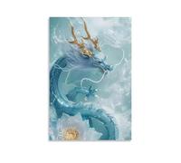 XMHMYHZJ Poster artistico da parete con sculture di animali sull'acqua blu, decorazione moderna da appendere, 40 x 60 cm