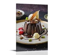 XMHMYHZJ Poster artistico da parete con torte al cioccolato con panna fusa, gelato montato e cher, decorazione moderna da appendere, 30 x 45 cm