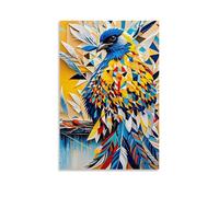 XMHMYHZJ Poster artistico da parete con uccellino colorato fatto di carta strappata, decorazione moderna da appendere, poster artistico da appendere, 50 x 75 cm