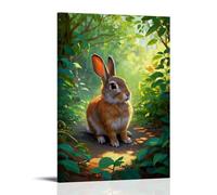 XMHMYHZJ Poster artistico da parete con un coniglio nel bosco che guarda qualcosa, decorazione moderna da appendere, 50 x 75 cm