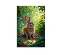 XMHMYHZJ Poster artistico da parete con un coniglio nel bosco che guarda qualcosa, decorazione moderna da appendere, 20 x 30 cm