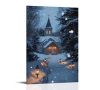 XMHMYHZJ Poster artistico da parete, decorazione moderna da appendere con una cappella avvolta nel silenzio, con processione della vigilia di Natale, venti attraverso la neve, 20 x 30 cm