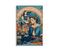XMHMYHZJ Poster artistico da parete, decorazione moderna da appendere con una donna che mangia frutta con un cucchiaio, 50 x 75 cm