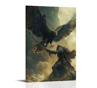 XMHMYHZJ Poster artistico da parete, decorazione moderna da appendere, motivo: un falco urla mentre il cavaliere cade, poi porta la sua preghiera finale, decorazione artistica da appendere, 60 x 90 cm