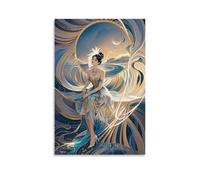 XMHMYHZJ Poster artistico da parete raffigurante una bella donna seduta in un'onda del mare con perle e decorazione moderna da appendere, 50 x 75 cm