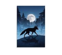 XMHMYHZJ Poster con animali con lupo che cammina lungo un sentiero vicino a un edificio antico, decorazione artistica da parete, decorazione moderna, poster artistico da appendere, 40 x 60 cm