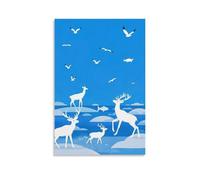 XMHMYHZJ Poster con animali della scena invernale nella natura selvaggia con uccelli, gabbiani, decorazione artistica da parete moderna da appendere, poster artistico da appendere, 60 x 90 cm