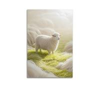 XMHMYHZJ Poster con animali, pecora in attesa di rimuovere la lana in un prato, decorazione artistica da parete, decorazione moderna da appendere, 50 x 75 cm