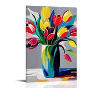 XMHMYHZJ Poster con fiori al centro con diversi colori in un vaso, decorazione artistica da parete, decorazione moderna da appendere, 20 x 30 cm