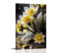 XMHMYHZJ Poster con fiori con gocce d'acqua piovose che cadono dietro di loro, decorazione artistica da parete, decorazione moderna, poster artistico da appendere, 40 x 60 cm