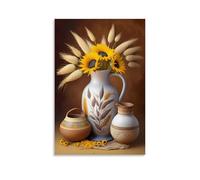 XMHMYHZJ Poster con fiori su una parete dietro la brocca, vaso e altri oggetti, decorazione artistica da parete, decorazione moderna da appendere, 40 x 60 cm