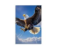 XMHMYHZJ Poster con immagine di un'aquila che vola in aria contro un cielo blu, decorazione artistica da parete, decorazione moderna da appendere, 50 x 75 cm
