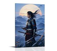 XMHMYHZJ Poster con motivo samurai con spada in mano in piedi sulle montagne al tramonto, decorazione artistica da parete, decorazione moderna da appendere, 20 x 30 cm