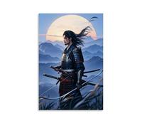 XMHMYHZJ Poster con motivo samurai con spada in mano sulle montagne al tramonto, decorazione artistica da parete, decorazione moderna da appendere, 50 x 75 cm