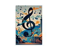 XMHMYHZJ Poster con musica con una chiave di tre e alcune arance, decorazione artistica da parete moderna da appendere, 30 x 45 cm