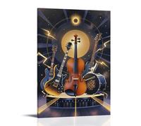 XMHMYHZJ Poster con musica, con violino e basso su un palco, decorazione artistica da parete, decorazione moderna da appendere, 40 x 60 cm