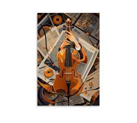 XMHMYHZJ Poster con musica di una chitarra sulla cima di altri strumenti, tra cui note e pianoforte, decorazione artistica da parete moderna da appendere, poster artistico da appendere, 60 x 90 cm