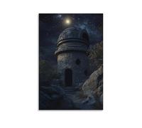 XMHMYHZJ Poster con paesaggio abbandonato Osservatorio di notte, decorazione artistica da parete, decorazione moderna da appendere, 50 x 75 cm