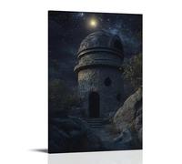 XMHMYHZJ Poster con paesaggio abbandonato Osservatorio di notte, decorazione artistica da parete, decorazione moderna da appendere, 50 x 75 cm