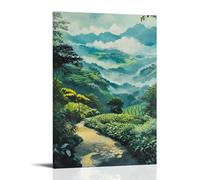 XMHMYHZJ Poster con paesaggio con nebbia mattutina nella piantagione di tè, decorazione da parete, decorazione moderna, poster artistico da appendere, 30 x 45 cm