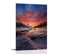 XMHMYHZJ Poster con paesaggio con vista sulle montagne e sul torrente con acqua che scorre dentro di loro, decorazione artistica da parete, decorazione moderna da appendere, 50 x 75 cm