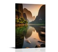 XMHMYHZJ Poster con paesaggio del bellissimo paesaggio con un fiume e una riva rocciosa, decorazione artistica da parete, decorazione moderna da appendere, 50 x 75 cm