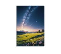 XMHMYHZJ Poster con paesaggio della luna piena, stella cadente dietro la parete, decorazione moderna da appendere, poster artistico da appendere, 50 x 75 cm