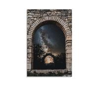 XMHMYHZJ Poster con paesaggio della Via Lattea sopra l'arco di pietra, decorazione artistica da parete, decorazione moderna, poster artistico da appendere, 60 x 90 cm