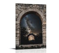 XMHMYHZJ Poster con paesaggio della Via Lattea sopra l'arco di pietra, decorazione artistica da parete, decorazione moderna, poster artistico da appendere, 50 x 75 cm