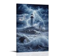 XMHMYHZJ Poster con paesaggio fulmine sopra il faro arte murale decorazione moderna da appendere poster artistico 20 x 30 cm