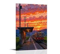 XMHMYHZJ Poster con paesaggio, paesaggio con paesaggio sotto il sole al tramonto, decorazione moderna da appendere, poster artistico da appendere, 40 x 60 cm