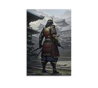XMHMYHZJ Poster con samurai con guerriero che si trova sui gradini con la sua spada, decorazione artistica da parete, decorazione moderna da appendere, 30 x 45 cm