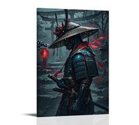 XMHMYHZJ Poster con samurai di notte, guerriero solitario, decorazione moderna da appendere, poster artistico da appendere, 40 x 60 cm