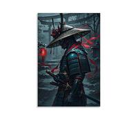 XMHMYHZJ Poster con samurai di notte, guerriero solitario, decorazione moderna da appendere, poster artistico da appendere, 40 x 60 cm