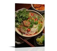 XMHMYHZJ Poster con varie ciotole di zuppa e pane su un tavolo, decorazione artistica da parete, decorazione moderna, poster artistico da appendere, 40 x 60 cm