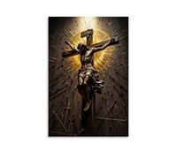 XMHMYHZJ Poster cristiano con il crocifisso con il sole che esplode o dio da parete, decorazione moderna da appendere, 30 x 45 cm