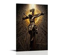 XMHMYHZJ Poster cristiano con il crocifisso con il sole che esplode o dio da parete, decorazione moderna da appendere, 20 x 30 cm
