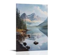 XMHMYHZJ Poster da appendere alla parete con la calma di un lago di montagna, una resa di acque ferme e cime riflesse, decorazione moderna da appendere, 20 x 30 cm