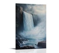 XMHMYHZJ Poster da appendere alla parete, motivo: una cascata maestosa e un dipinto ad olio di acque tuonate e scogliere nebbiose, decorazione moderna da appendere, 20 x 30 cm