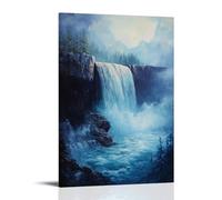 XMHMYHZJ Poster da appendere alla parete, motivo: una cascata maestosa e un dipinto ad olio di acque tuonate e scogliere nebbiose, decorazione moderna da appendere, 20 x 30 cm