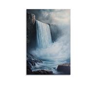 XMHMYHZJ Poster da appendere alla parete, motivo: una cascata maestosa e un dipinto ad olio di acque tuonate e scogliere nebbiose, decorazione moderna da appendere, 30 x 45 cm