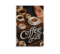 XMHMYHZJ Poster da appendere alla parete, motivo: una donna guarda il caffè sul tavolo, decorazione moderna da appendere, 30 x 45 cm