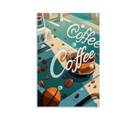 XMHMYHZJ Poster da appendere con una tazza di cioccolata calda davanti a vari chicchi di caffè, decorazione artistica da parete, poster artistico da appendere, 20 x 30 cm