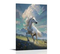 XMHMYHZJ Poster da parete con animali che corrono nel campo e pecore dietro la parete, decorazione moderna da appendere, 50 x 75 cm