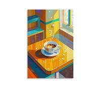 XMHMYHZJ Poster da parete con caffè con una tazza di caffè espresso davanti alla finestra, decorazione moderna da appendere, 50 x 75 cm