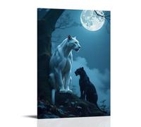 XMHMYHZJ Poster da parete con due gatti seduti che guardano la luna, decorazione moderna da appendere, poster artistico da appendere, 50 x 75 cm