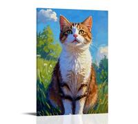 XMHMYHZJ Poster da parete con gatto in paesaggio, con sguardo rivolto verso l'alto, decorazione moderna da appendere, 20 x 30 cm