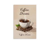 XMHMYHZJ Poster da parete con tazza di cioccolata calda con due foglie e le parole, decorazione artistica da parete moderna, poster artistico da appendere, 60 x 90 cm