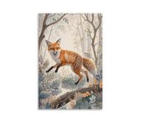 XMHMYHZJ Poster da parete con una grande volpe rossa che vola nell'aria sopra gli alberi, decorazione artistica da parete, poster artistico da appendere, 50 x 75 cm